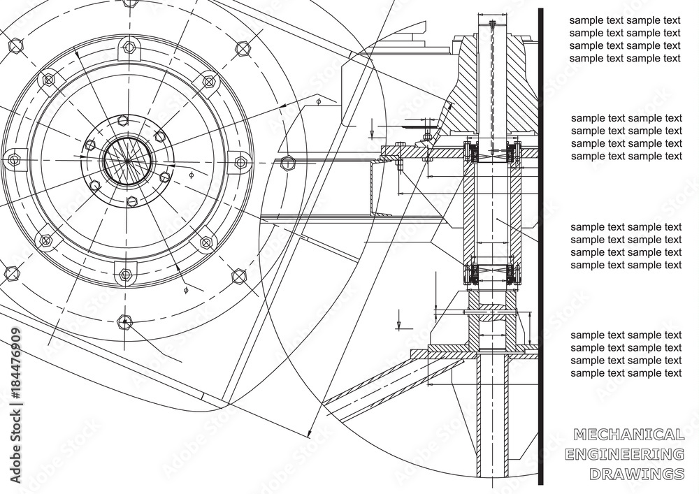 Mechanical engineering drawings. Vector engineering drawing. White