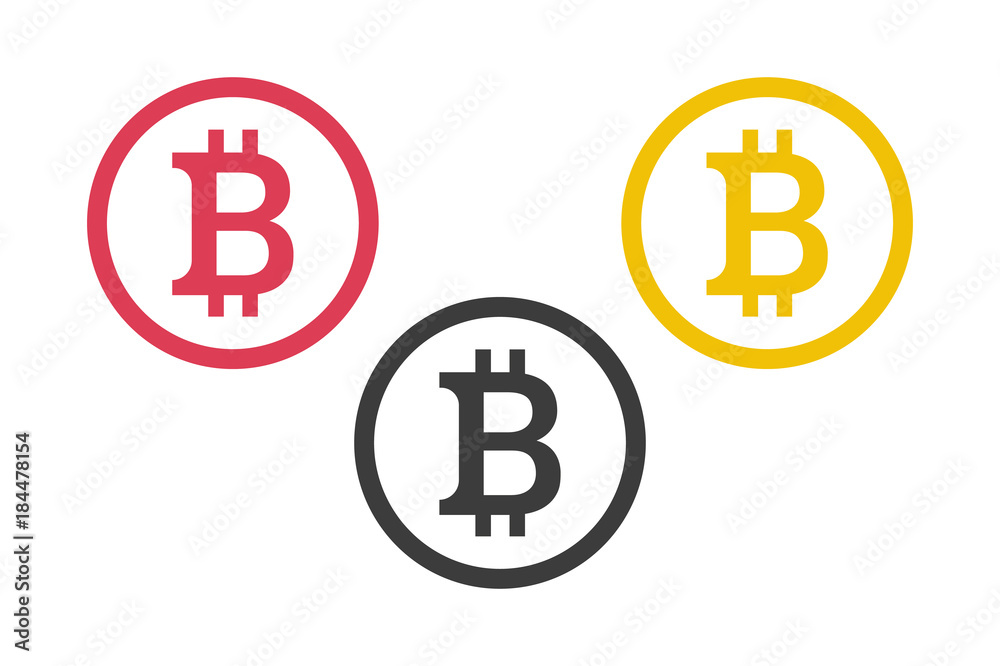 Business logo. sign bitcoin. red, black, yellow. Business logo. sign bitcoin. red, black, yellow.