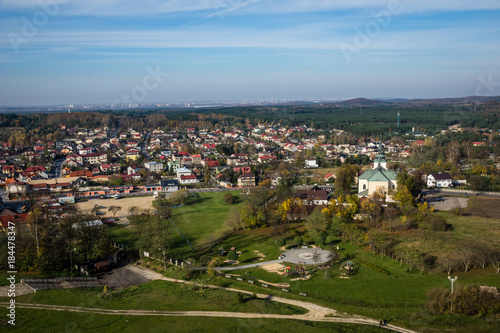 View on the Olsztyn city near Czestochowa, Silesia, Poland