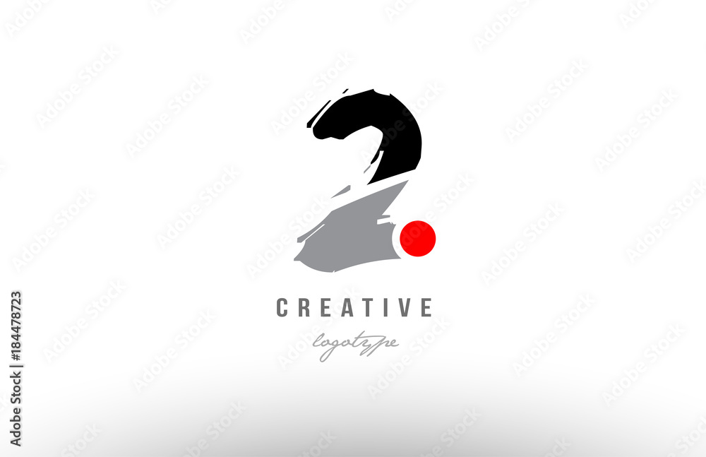 Number 2 sign design template elements black icon Vector Image