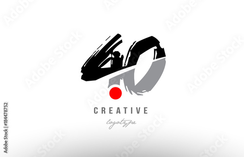 40 grunge black grey number logo icon design