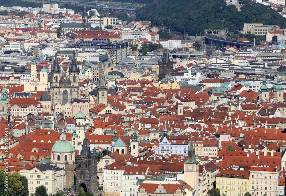 aerial view of Prague City in Czech Republic