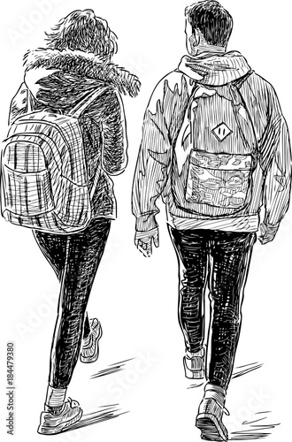 A couple of students go for a walk