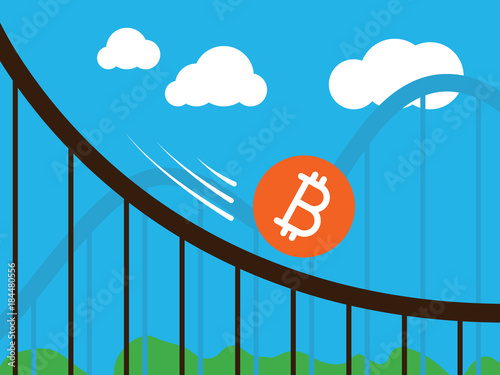 bitcoin coin on roller-coaster