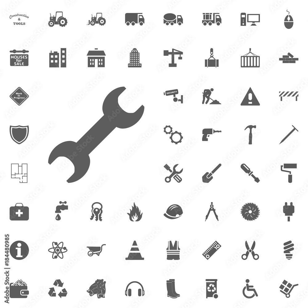 Obraz premium Wrench icon. Construction and Tools vector icons set