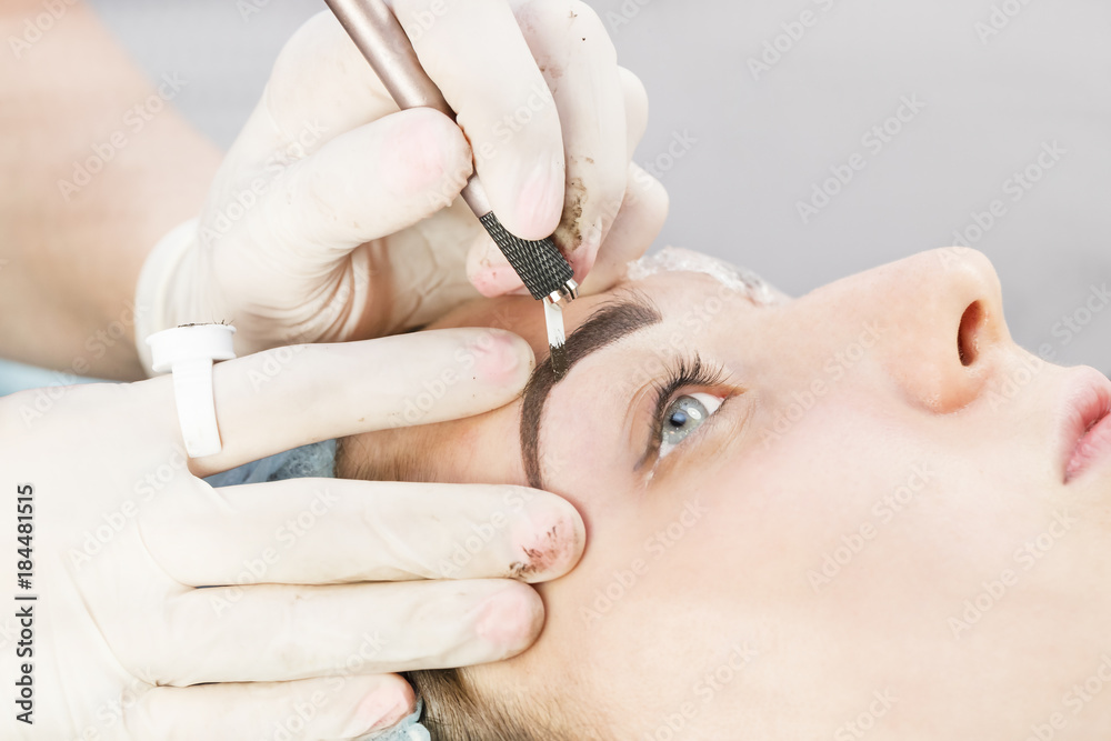 Microblading eyebrows workflow in a beauty salon Microblading eyebrows workflow in a beauty salon