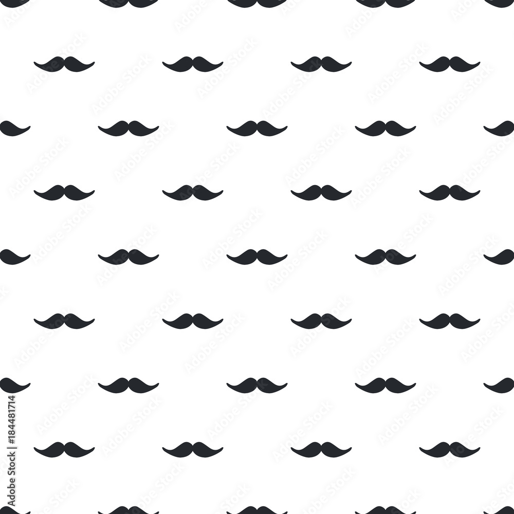 Nursery birthday seamless pattern with man's mustache in scandinavian style. Monochrome vector illustration Nursery birthday seamless pattern with man's mustache in scandinavian style. Monochrome vector illustration