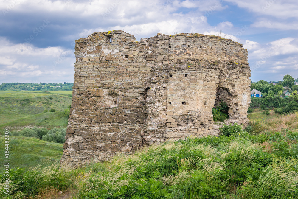 Remains of castle in Zhvanets village in Ukraine