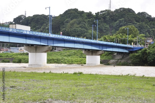 高田橋と増水した相模川