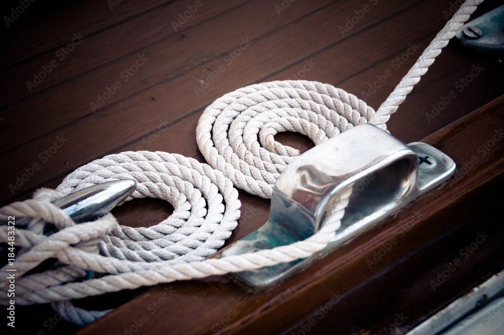 Fototapeta premium Coiled Lines on Sailboat
