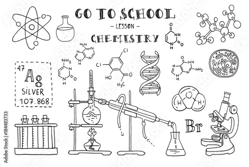 Chemistry. Hand sketches on the theme of Chemistry. Vector illustration.