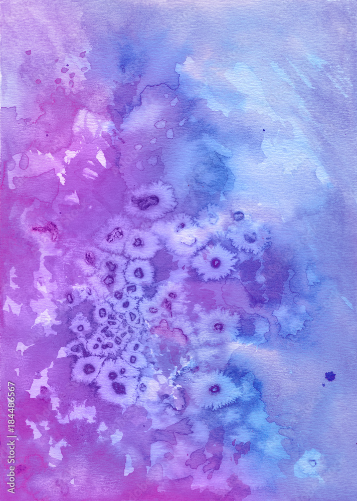 Texture sfondo acquerello viola e blu con macchie di sale