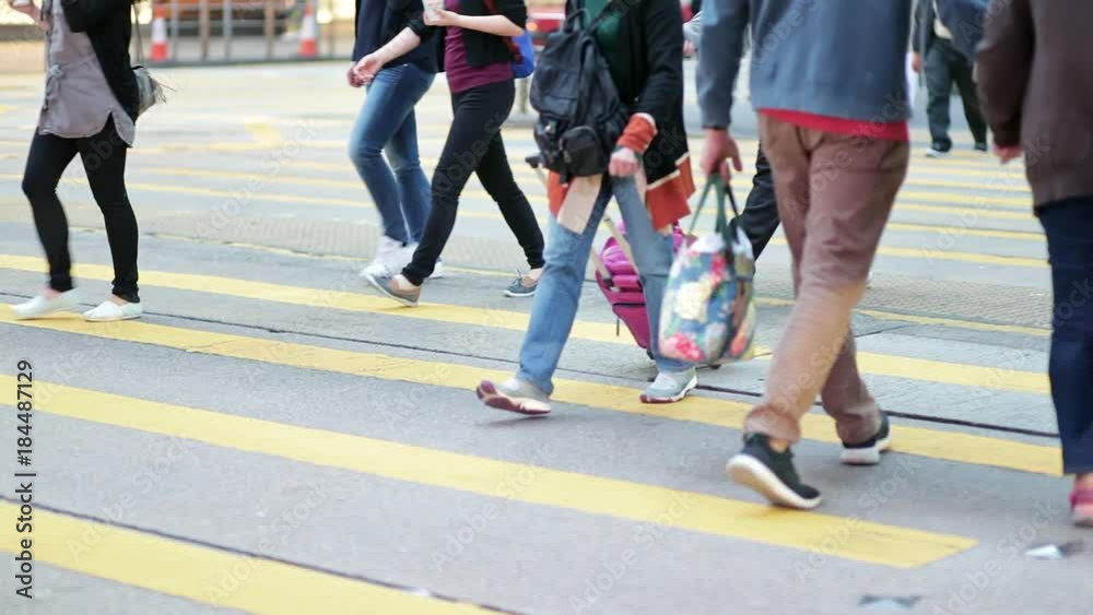Slow motion of people crossing the road in Hong Kong Slow motion of people crossing the road in Hong Kong