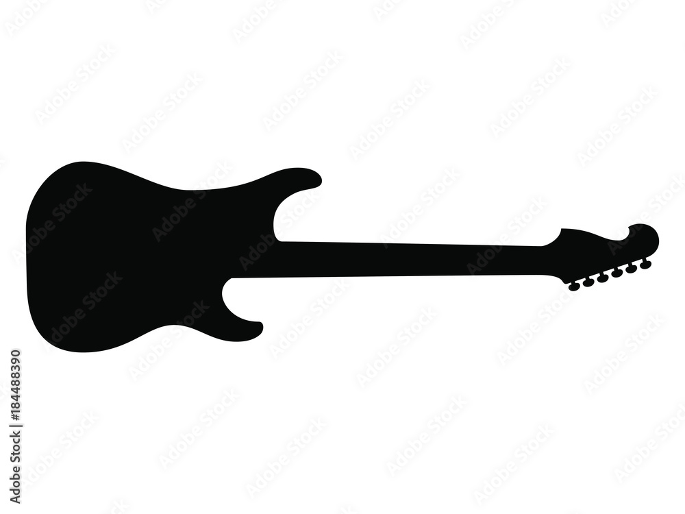 High Quality Hand Drawn Black Silhouette of and Heavy Metal Guitar High Quality Hand Drawn Black Silhouette of and Heavy Metal Guitar