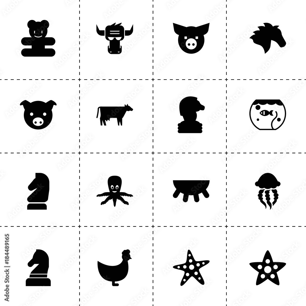 Obraz premium Animal icons. vector collection filled animal icons