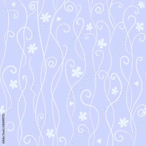 Seamless pattern with cute pink and black swirls and hearts
