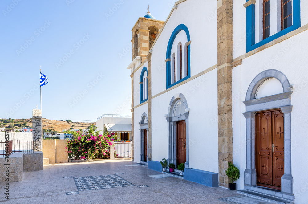 The church in the village of Lipsi island, Dodecanese, Greece 