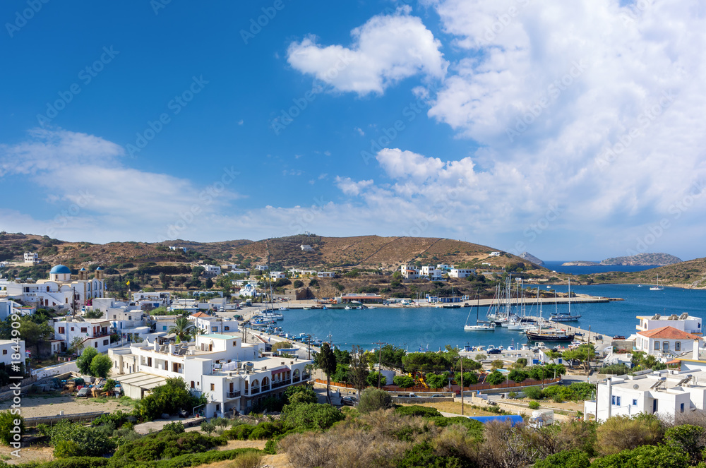 Amazing view to the harbor of Lipsi island, Dodecanese, Greece 