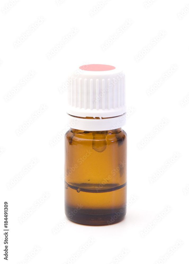 Bottle of Essential Oil on a White Background Bottle of Essential Oil on a White Background