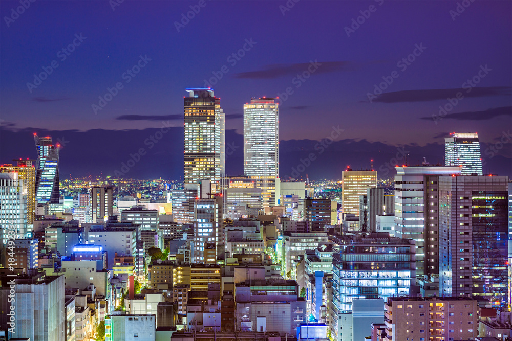 Naklejka premium Nagoya, Aichi, Japan Skyline