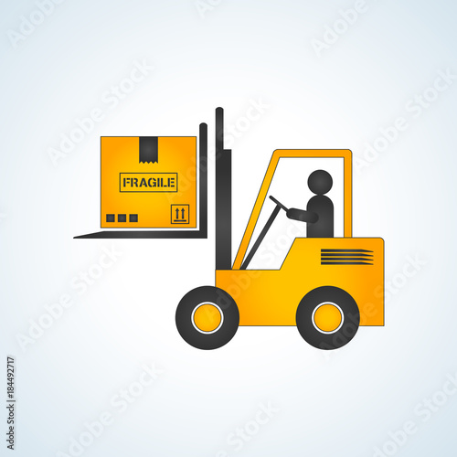 forklift truck with box isolated flat vector stock illustration icon loader photo