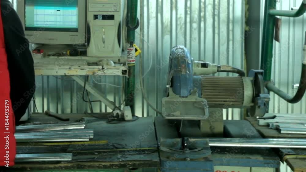 plastic windows. Worker Cutting PVC Profile with Circular Saw.PVC windows and doors manufacturing. Profile cutting. HD1080p. plastic windows. Worker Cutting PVC Profile with Circular Saw.PVC windows and doors manufacturing. Profile cutting. HD1080p.