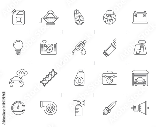 Line Auto service and car part icons - vector icon set 3 photo