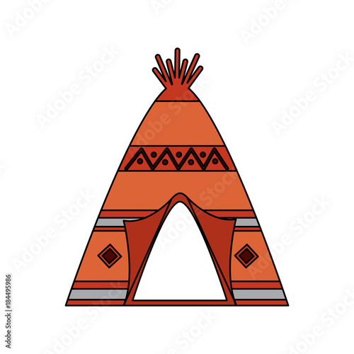native american indian teepee home with tribal ornament front view vector illustration
