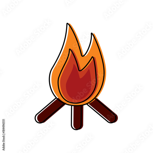 bonfire flame hot wooden warm icon vector illustration