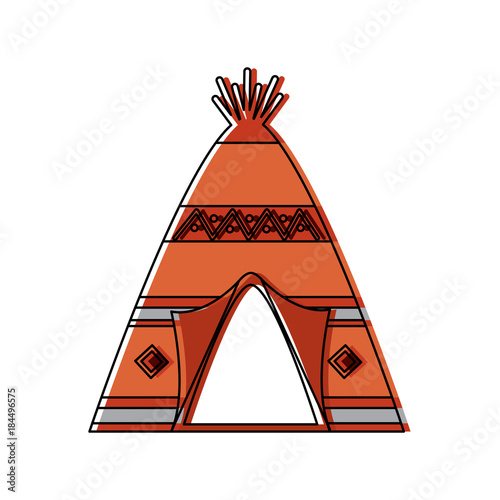 native american indian teepee home with tribal ornament front view vector illustration