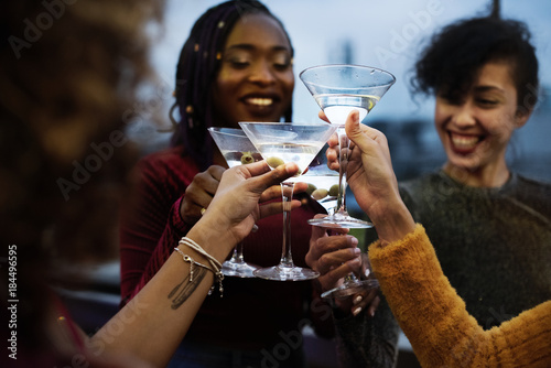 Group of friends having a party