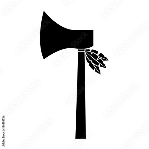 axe native american indian weapon vector illustration black image