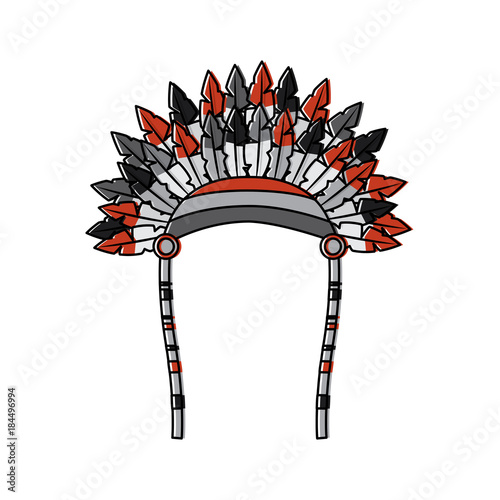 war bonnet spears feather native accessories vector illustration black image