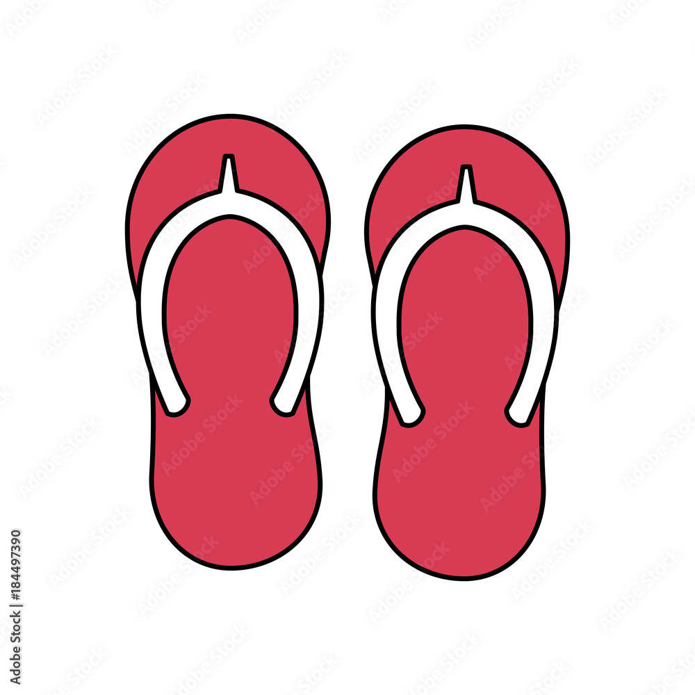 beach pair flip flops accessories icon vector illustration beach pair flip flops accessories icon vector illustration