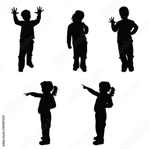 child silhouette in variouse poses illustration