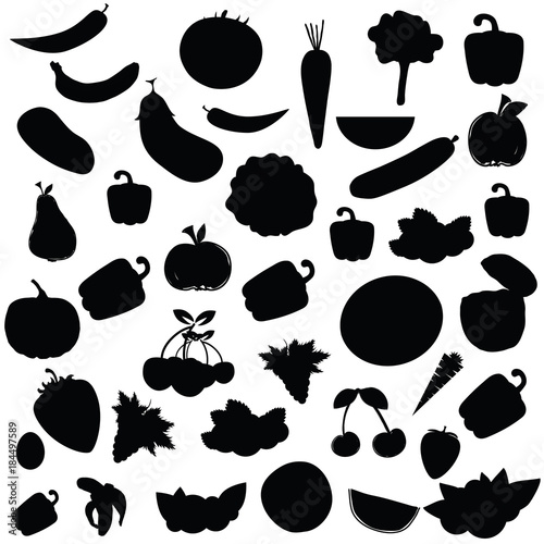 fruit and vegetable food set illustration