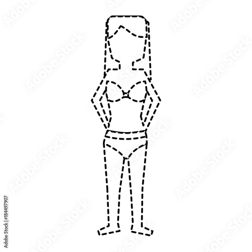 woman standing with bikini swimsuit vector illustration