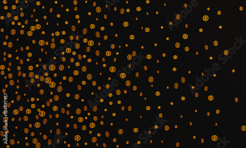 Bitcoins security business background. Bitcoin crypto mining visualization. Business wallet background, security currency exchange, vector model. Crypto virtual payment finance. Gold money trading