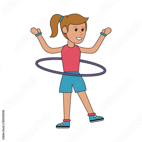 Woman with hula hoop cartoon