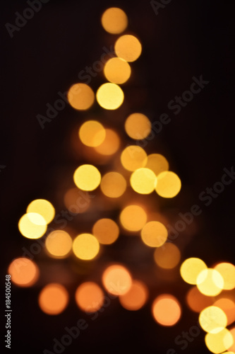 abstract christmas tree made of bokeh lights