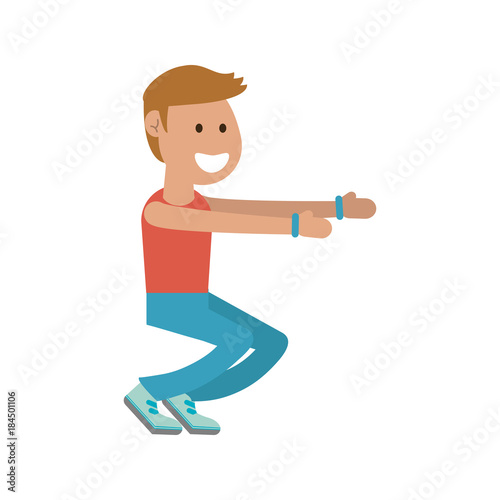 Man doing squats cartoon