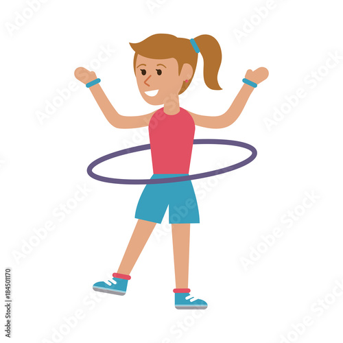 Woman with hula hoop cartoon