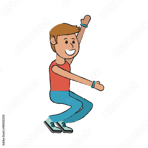 Man doing squats cartoon