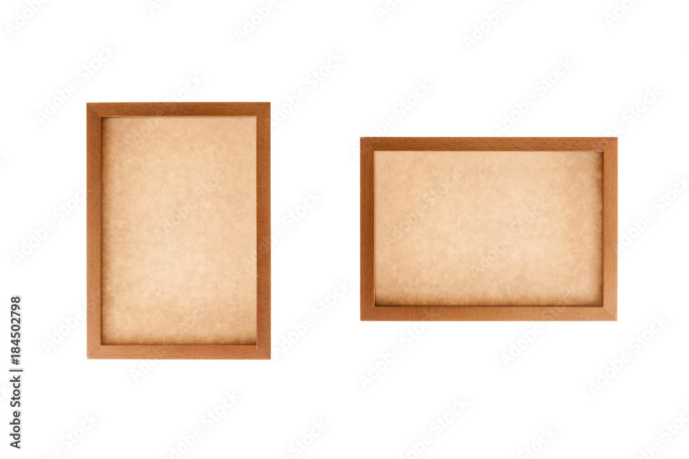 Fototapeta premium wooden photo frames isolated on the white background.