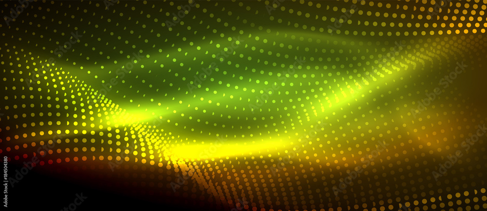 Glowing abstract wave on dark, shiny motion Glowing abstract wave on dark, shiny motion