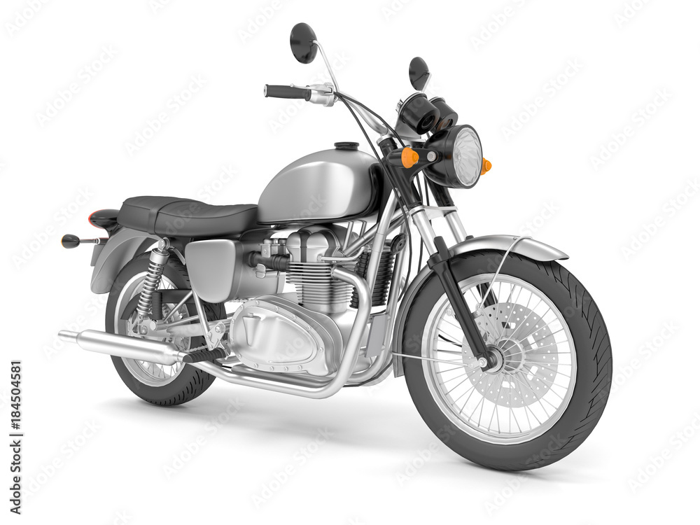 Naklejka premium 3d ilustracja klasyczny czarny szary motocykl na białym tle.