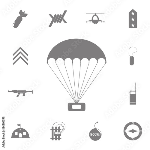 parachute with cargo icon. Set of military elements icon. Quality graphic design collection army icons for websites, web design, mobile app