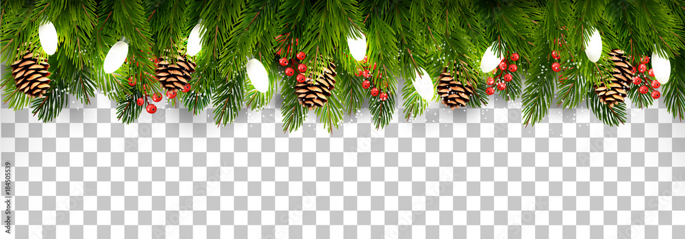 Christmas holiday decoration with branches of tree and pine and garland ...