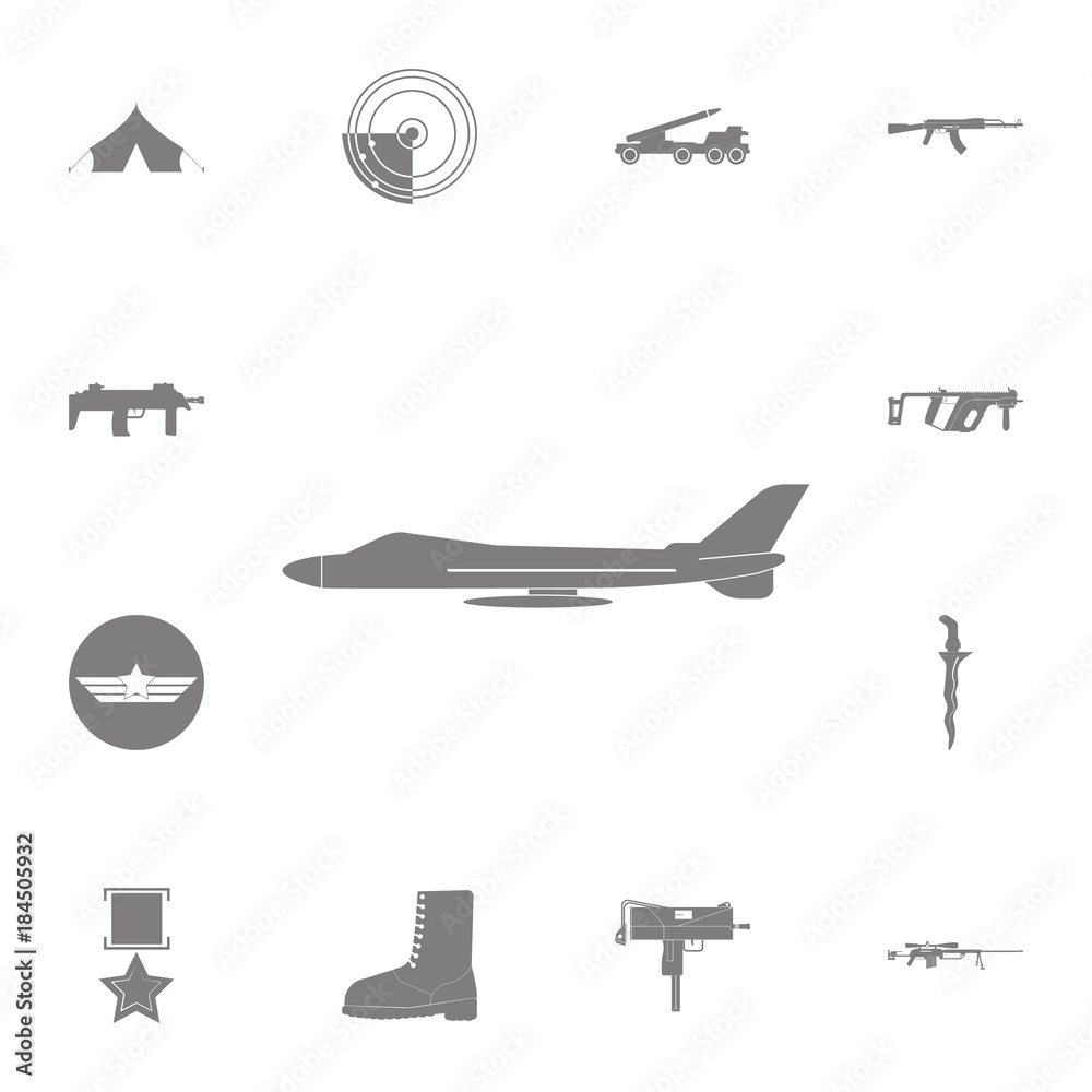 aircraft jet icon. Set of military elements icon. Quality graphic design collection army icons for websites, web design, mobile app