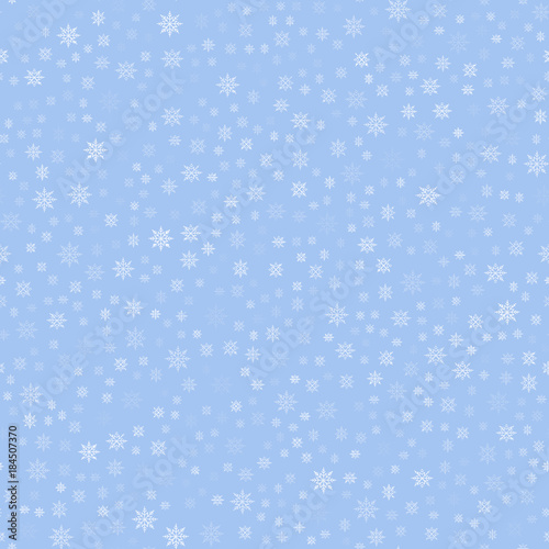 Happy New Year background with falling snowflakes on blue background. Vector